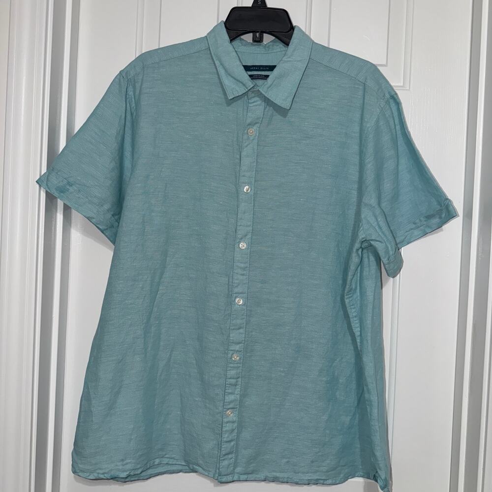 New without tag: Perry Ellis Men's Linen Blend Short Sleeve Button-Down Shirt